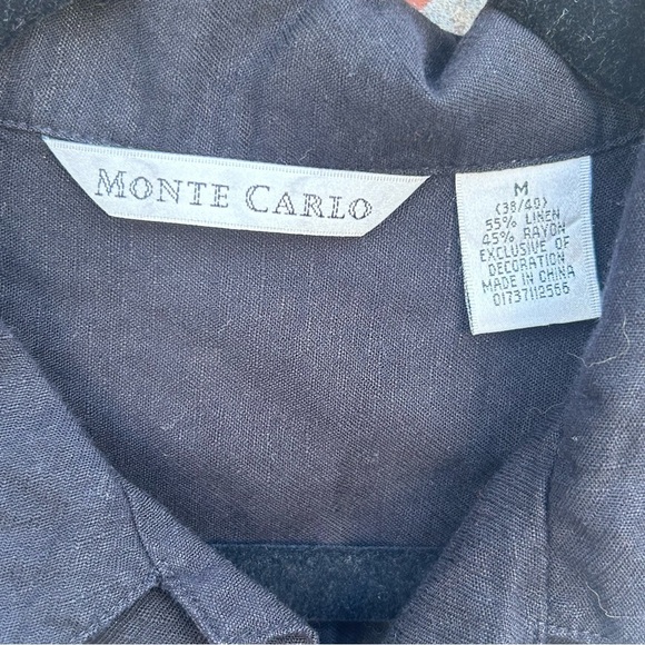 Monte Carlo Men’s Linen Blend Short Sleeve Button Up Shirt Medium - Picture 4 of 9
